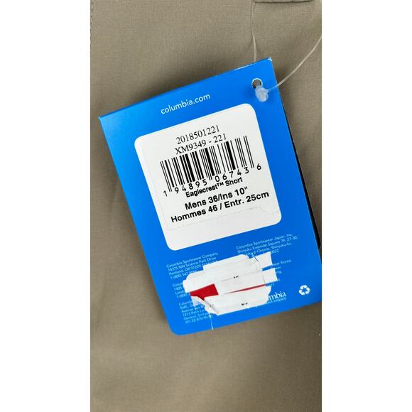 Columbia Mens Eaglecrest 10" Performance Cargo Shorts Tusk Brown Size 36 New UPF - Picture 7 of 13